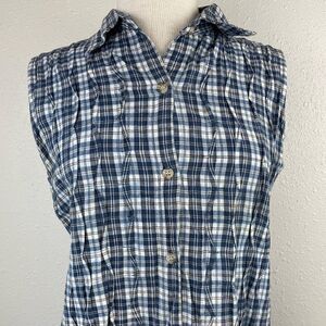 Sara Studio Button Down Flannel Style Sleeveless Maxi Dress Size M EUC